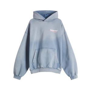 발렌시아가 후드 티셔츠 767877TRVB1 9798 FD BLUE WH RED