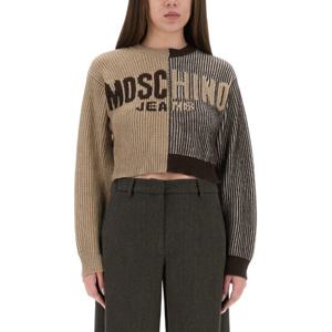 모스키노 컬러 블록 리브 크롭 스웨터 09228204 1095