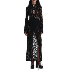 MANURI 샐리 세미 쉬어 레이스 미디 드레스 MRFW24DR9VIPL07 BLACK TP944348303