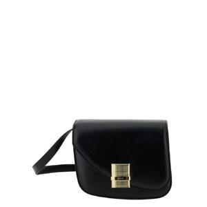 FERRAGAMO & 39 Fiamma S& 39  로고 디테일과 오블리크 플랩 가죽 여성용 블랙 숄더백 2159710769385