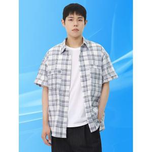 [빌리버스] 남성 시어서커 체크셔츠 캐주얼 카라 남방 BYHT005