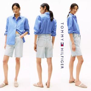 타미힐피거 WW44388-1AB 여자 하이라이즈 페이드 버뮤다 데님 쇼츠 반바지