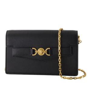 베르사체 블랙 가죽 체인 지갑 1020075 1A15256 1B00V BLACK VE