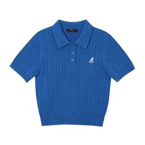 캉골반팔티 CQK KREW-KN19000BU 우먼스 숏슬리브 칼라 니트 1900 블루