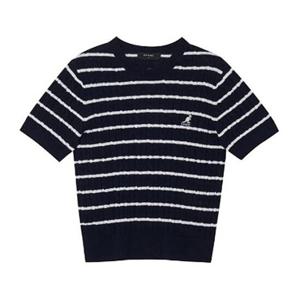 M 캉골반팔티 CQK KREW-KN19010NV 우먼스 스트라이프 니트 1901 네이비