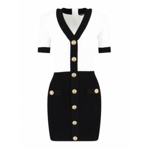 [BALMAIN] 라프리마 여성 숏 미니 원피스 위드 장식 버튼 FF1R6033KI50EAB 블랙 /8