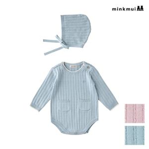 [밍크뮤](2종택1)니트보넷SET바디슈트 35A14-604-01.02 [백일/돌/출산선물]
