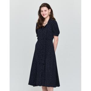 헤지스 여성 25SS 시즌오프CITY ESSENTIAL 네이비 도트 반팔원피스 HSDR5BP62N2