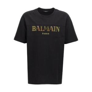 Balmain 빈티지 로고 자수 티셔츠 DH0EG006BC81 EAH TP934567692