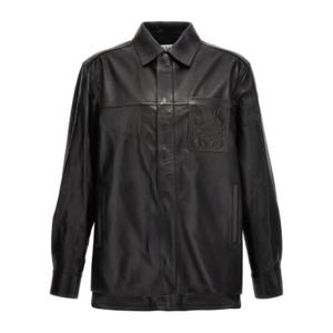 Loewe 로고 엠보싱 가죽 재킷 H526Y31L140 BLACK TP934523135