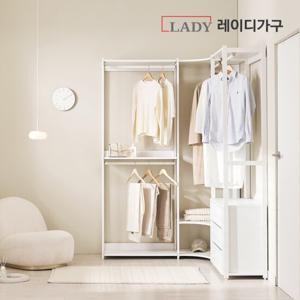 레이디가구 에어랙 철제 드레스룸 시스템옷장 2200 코너 서랍형