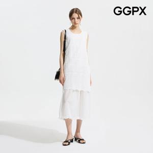 GGPX  슬리브리스 펀칭 레이스 레이어드 원피스 (GP6OP052F)