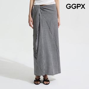 GGPX  깅엄 체크 랩스타일 롱 스커트 (GP6SK017F)