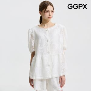 GGPX  데이트룩 펀칭 레이스 블라우스 (GP6SH048F)