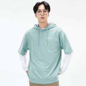 [체이스컬트]공용 오버핏 라벨 포인트 후드 반팔 티셔츠-AEZU5802A0S