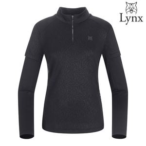 [링스] 가을 여성 엠보프린트 반집업 티셔츠 L21B3TH081_BK