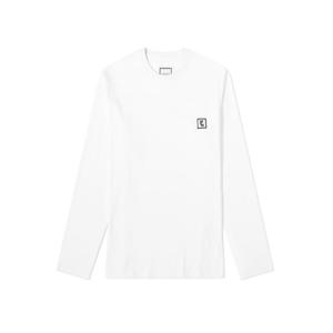 우영미 스퀘어 백로고 롱슬리브 화이트 남성 W233TS17709W