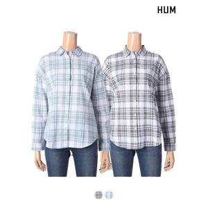 [HUM][HUM]여) 코튼린넨 체크셔츠(FHNECSL509M)