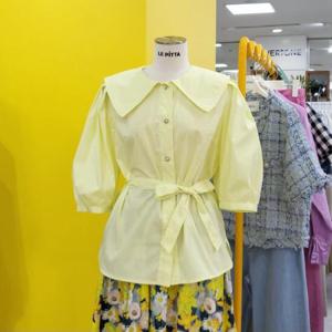 르피타 DP01 빅카라 벨티드 볼륨 블라우스 L242UBL451