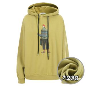 샵앤) 여성 방한 양기모 썸 패치 자수 국산 후드 티셔츠N WG-WSH-20192-머스터드