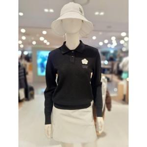 [파리게이츠] 25SS여성 꽃 손뜨게 와펜 카라 니트 (521E1SR203BK)