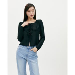 플라스틱아일랜드  스퀘어넥 레이스 끈 블라우스 (PR2WB368)
