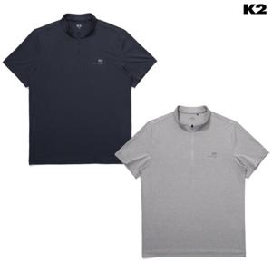 K2 남성 기능성 스트라이프 메쉬 반팔 집업 티셔츠 GMM24295