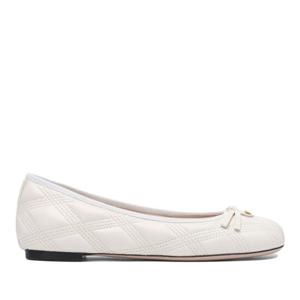 발렌티노 퀼티드 보우 디테일 발레리나 6W2S0LJ5KHU098 White