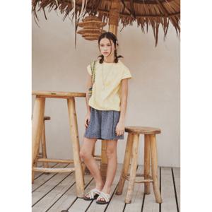 [블루테일]AZC2TS02YE 옐로우 다잉패턴 꼬임소매 반팔티셔츠