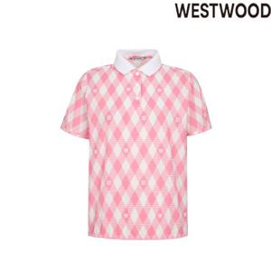 [웨스트우드]여성 여름 아가일 프린트 칼라 냉감셔츠 WO2WCTP446