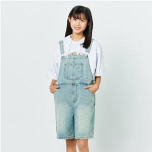 [소이]4.5부 오버롤 빈티지 블루데님 쇼츠 멜빵 반바지 25M1258