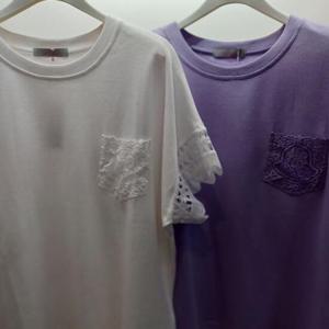 Latium HC06 부드럽고 뚝떨어지는 마크포켓 소매레이스 라운드 반팔 데일리 티셔츠 T2523ts39