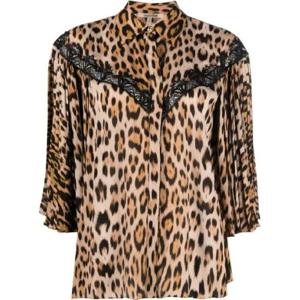 25 SS 로베르토 카발리 레이스 디테일 레오파드 프린트 셔츠 QKT730FVF53 TP433799989