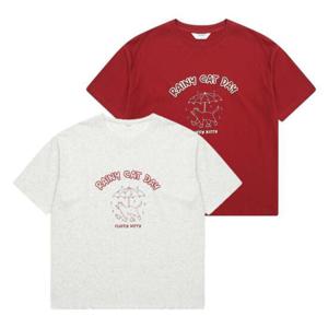 에꼴리에 세이브존03 5부 오버핏 캣프린트티 25B1457-GY/RD