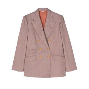 구찌 Pink GG Cotton Canvas Double Breasted Blazer 745141ZAF4S TP719817393