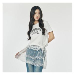 [유씨엘에이]여성 크레스트 치비 베어 레귤러핏 티셔츠_UB6ST60