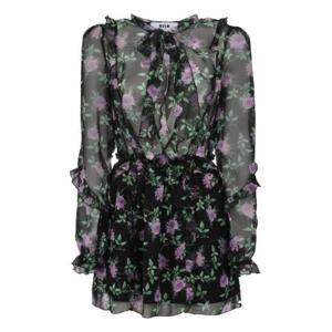 MSGM 폴리 플로럴 프린트 롱 슬리브 미니 드레스 3442MDA23237361 99 TP943250931