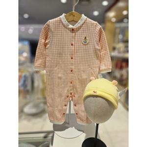 블루독베이비[hu] 25.FW OR)체크도기세트우주복 45A70-041-21 신생아수트 내의우주복 실내복 출산선물