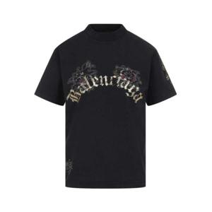 발렌시아가 반팔 티셔츠 809122TRVZ21041 Black