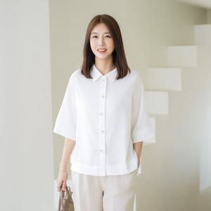 엄마옷 마담4060 심플 내추럴 클래식 무드 인견 카라넥 러프인견블라우스-ZBL2507002-
