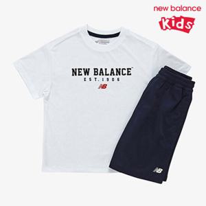 [뉴발란스]뉴발란스 키즈 로고 포인트 반팔 셋업 NK9YF2113U-10