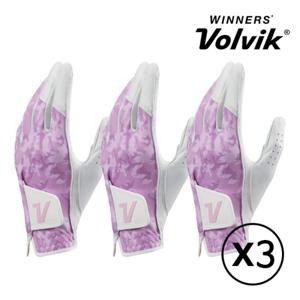 볼빅 VBBB-여성 카모 스판 양피 골프장갑 왼손 퍼플 3장 세트