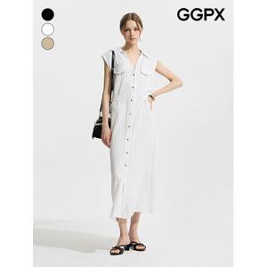 [GGPX]린넨 견장 스트라이프 카라넥 원피스 (GP6OP053F)