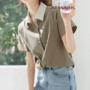 ATMARK (77까지)레이어버튼업배색카라셔츠_AA53SH027G