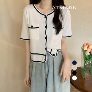 ATMARK 더블포켓배색라인숏가디건_AA53CD007G