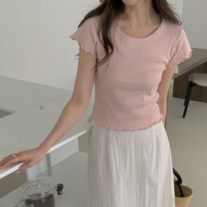 [올리비에스클로젯] 페미닌 펀칭 텍스처 티셔츠_O2507TS123B