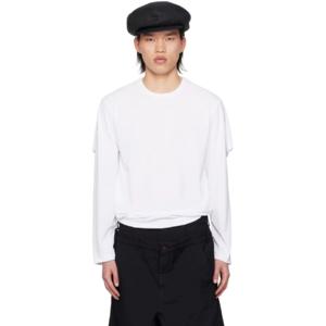 25 SS 꼼데가르송 남성 화이트 레이어드 티셔츠 241347M213005