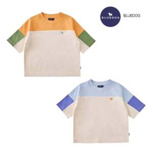 블루독 스튜디오 [블루독] 컬러블럭7부티셔츠 텍 1(2513533100)신상품 키즈반팔티 7부티셔츠 아동티셔츠