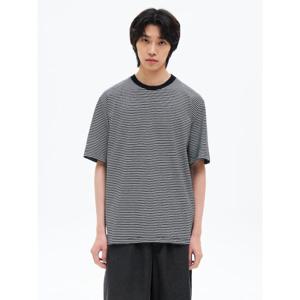 (455642LY15) [에잇세컨즈] 데일리 스트라이프 반소매 티셔츠  블랙