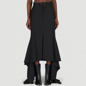25 SS 발렌시아가 Godet Draped 고데 드레이프 하이웨스트 울 미디 스커트 768730 TPT03